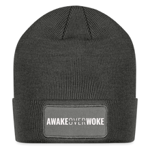 Load image into Gallery viewer, Awake Over Woke - Patch Beanie - charcoal grey