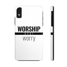 Load image into Gallery viewer, Worship Over Worry - Tough Phone Case (White) - Overwear Gear