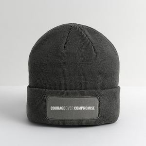 Courage Over Compromise - Patch Beanie - charcoal grey