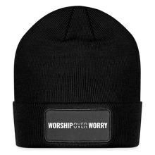 Load image into Gallery viewer, Worship Over Worry - Patch Beanie - black