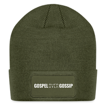 Load image into Gallery viewer, Gospel Over Gossip - Patch Beanie - olive