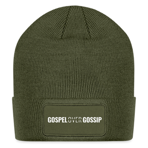 Gospel Over Gossip - Patch Beanie - olive