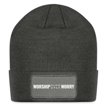 Load image into Gallery viewer, Worship Over Worry - Patch Beanie - charcoal grey