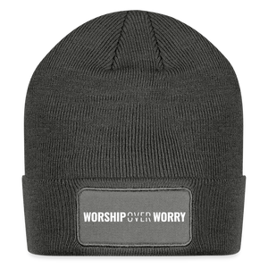 Worship Over Worry - Patch Beanie - charcoal grey