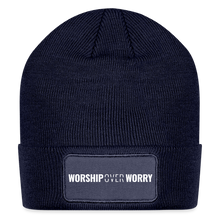 Load image into Gallery viewer, Worship Over Worry - Patch Beanie - navy