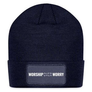 Worship Over Worry - Patch Beanie - navy