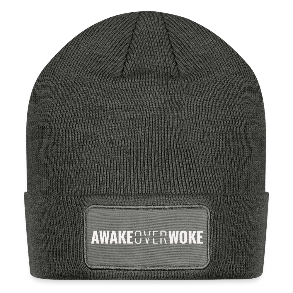Awake Over Woke - Patch Beanie - charcoal grey