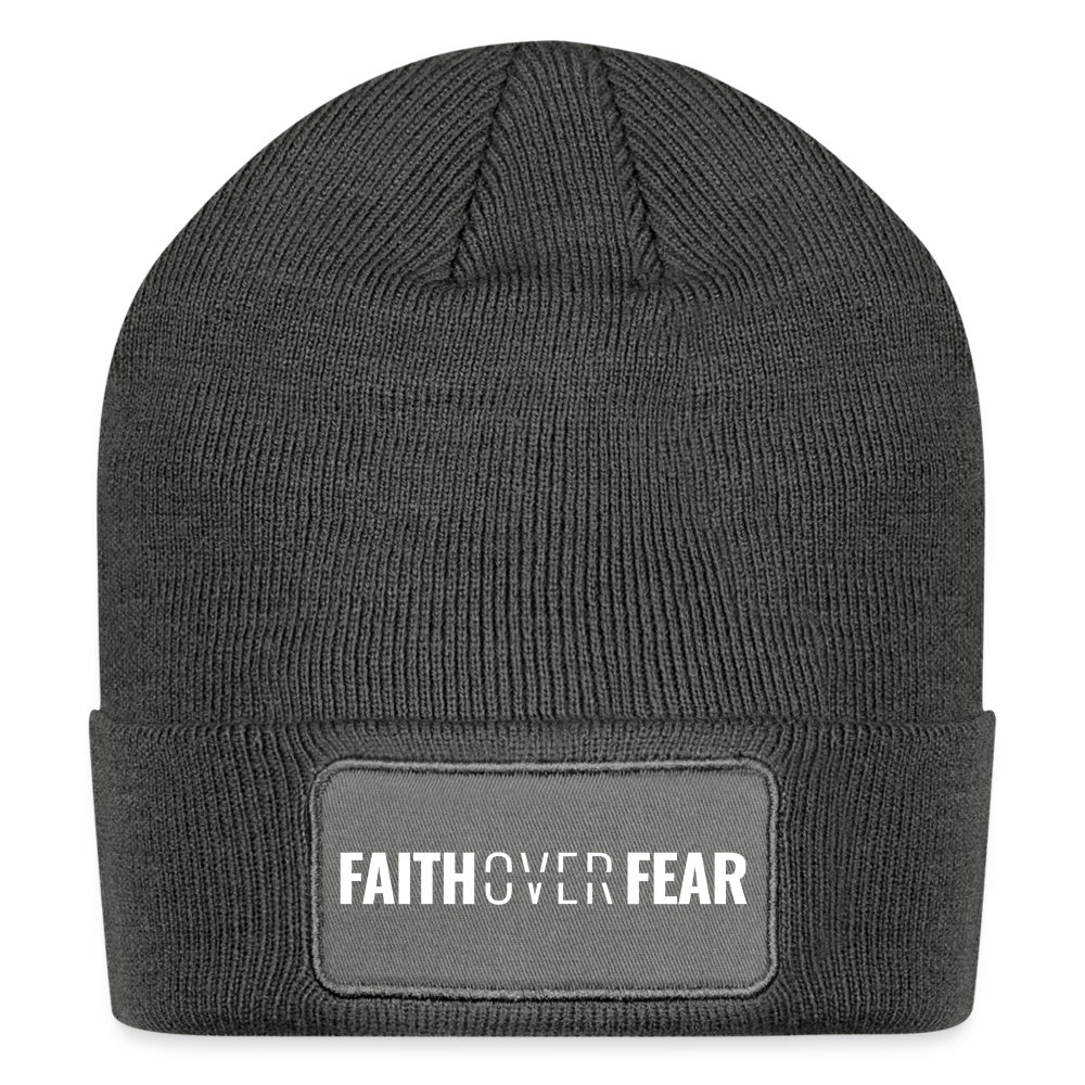 Faith Over Fear - Patch Beanie - charcoal grey