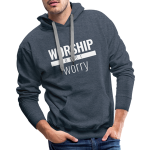 Worship Over Worry - Premium Hoodie - heather denim