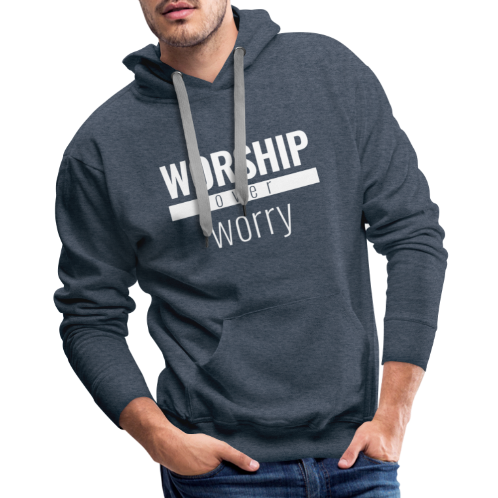 Worship Over Worry - Premium Hoodie - heather denim