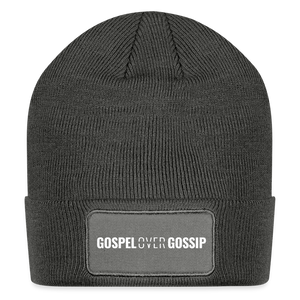 Gospel Over Gossip - Patch Beanie - charcoal grey