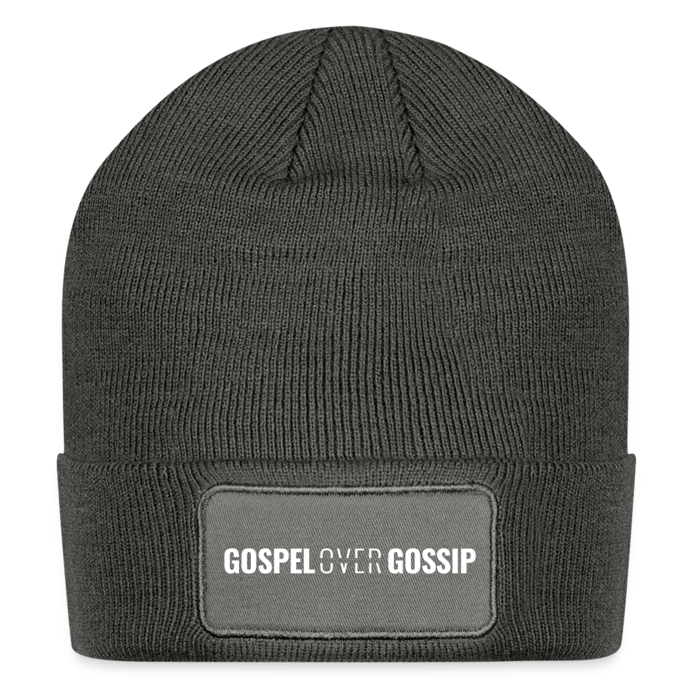 Gospel Over Gossip - Patch Beanie - charcoal grey
